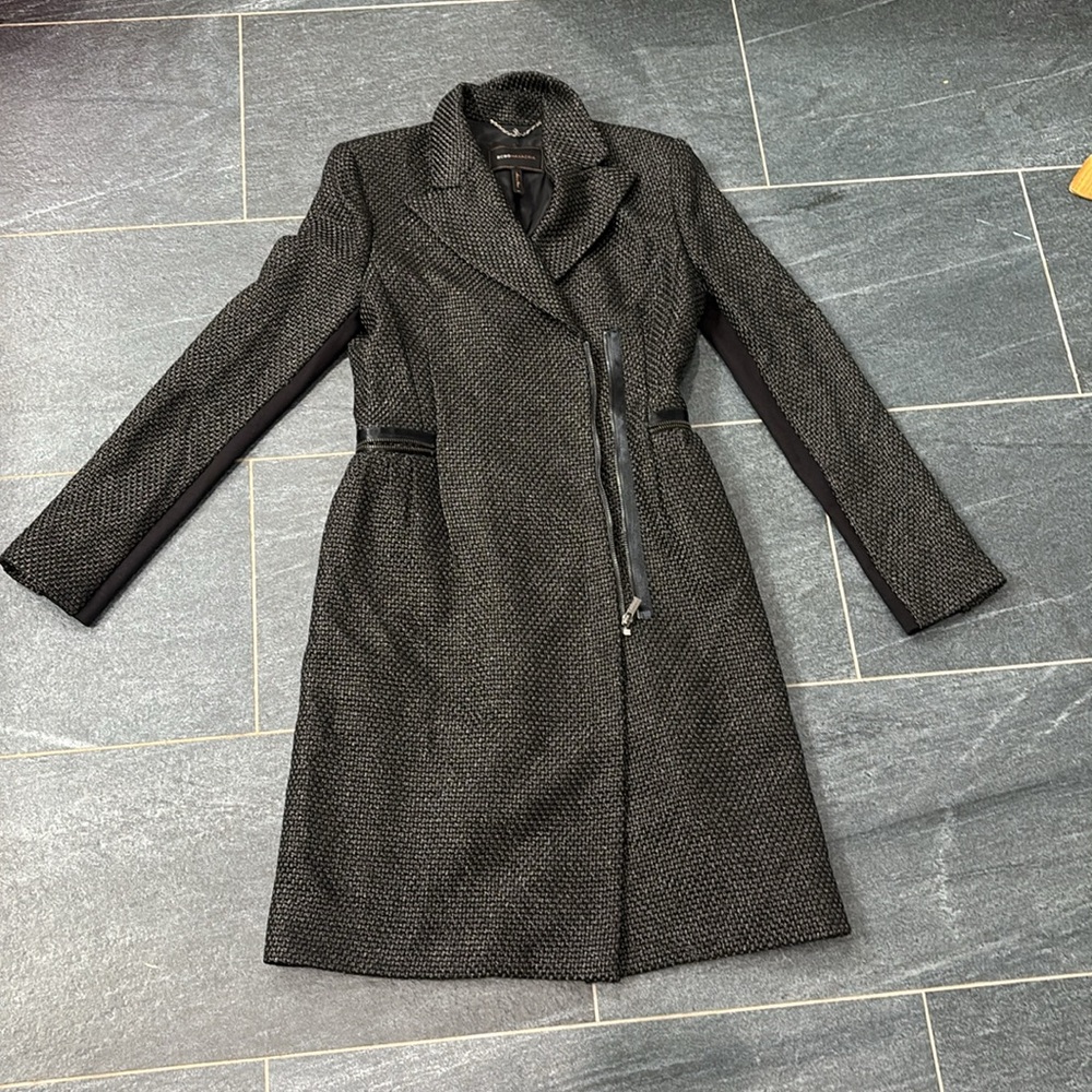 BCBGMaxAzria Charcoal Textured Trench